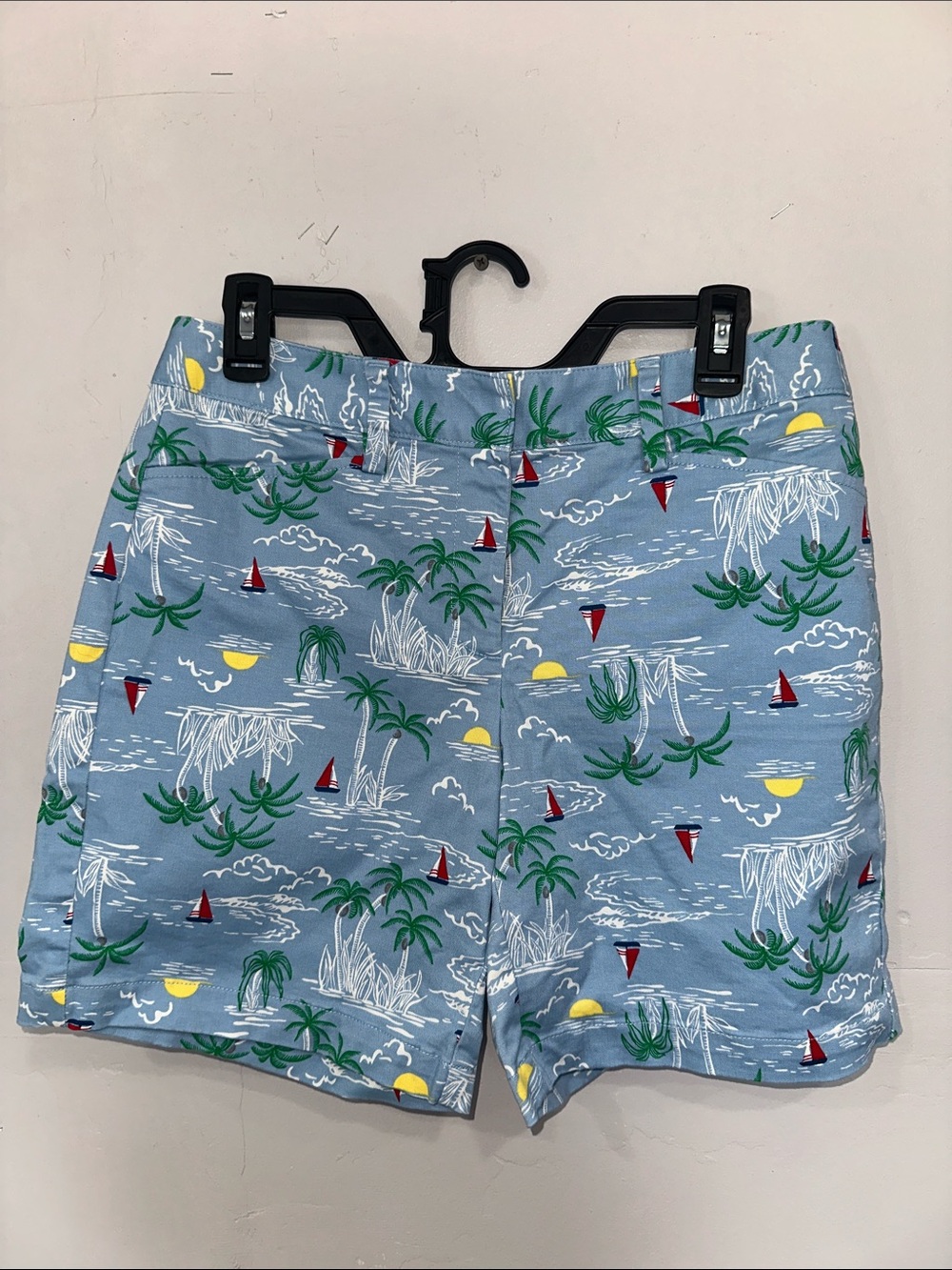 Lands' End Light Blue Floral Mid-Rise Skirt